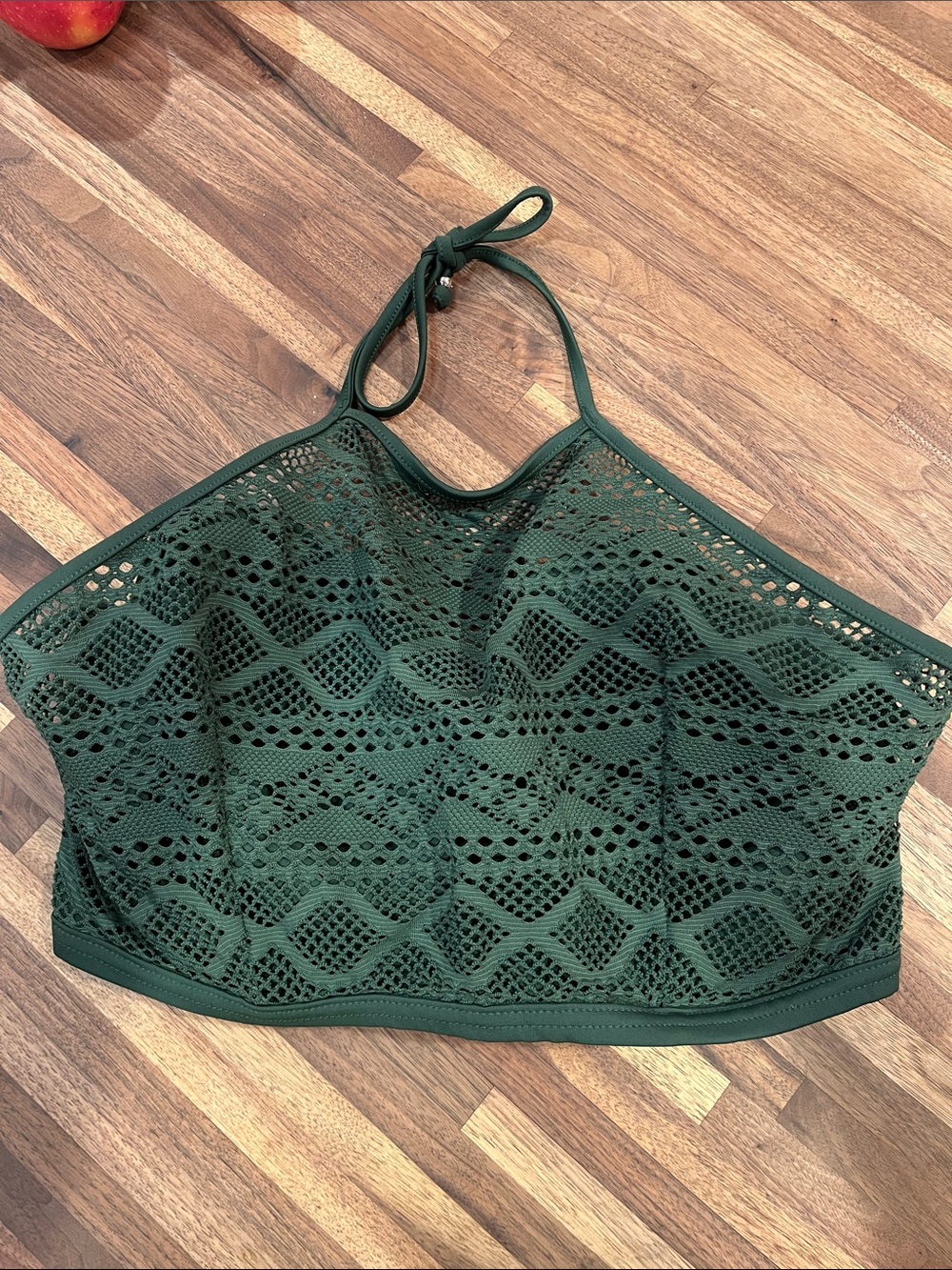 Freya Sundance Dark Olive Crochet Halter Bikini Top 36h NWOT